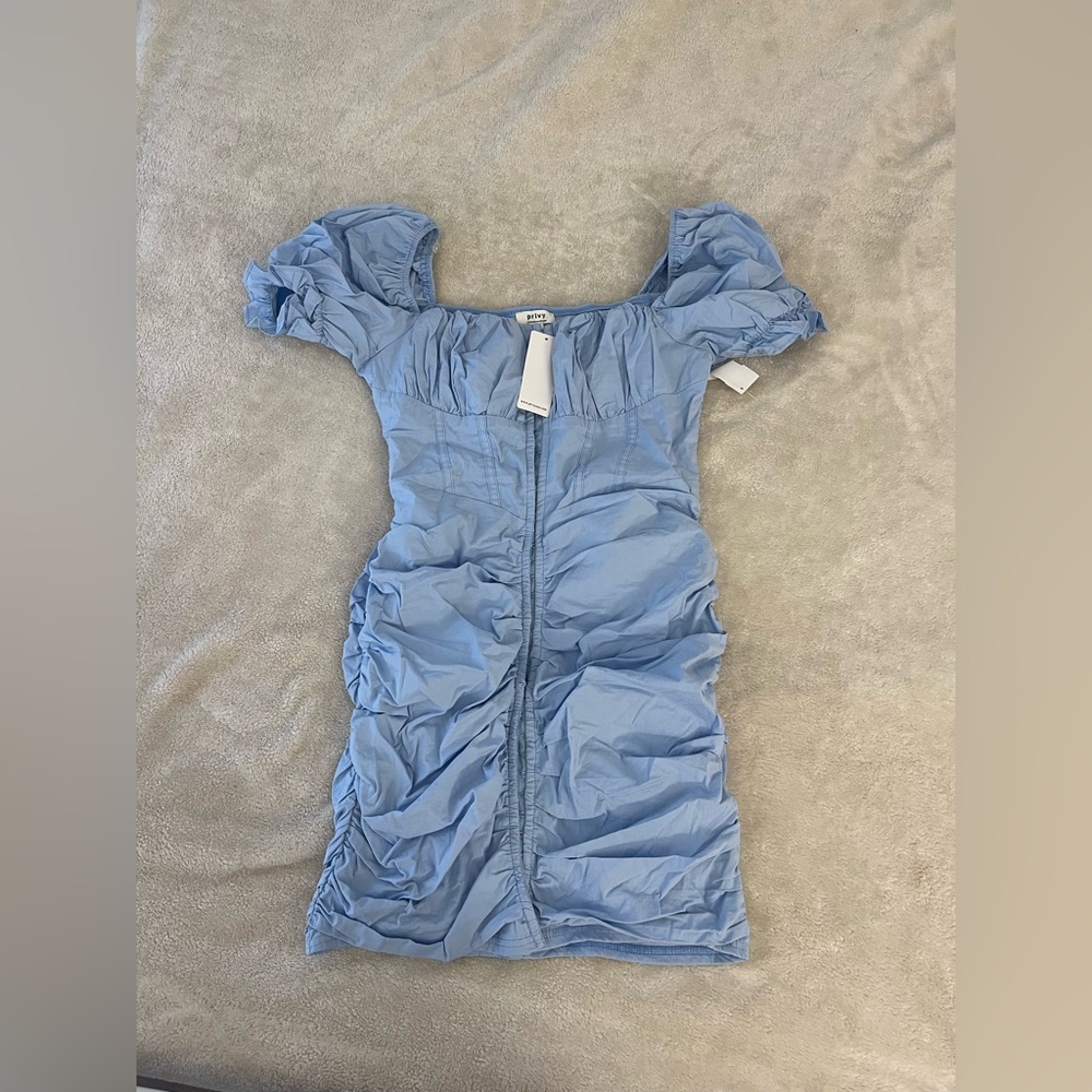 Blue Ruched Dress